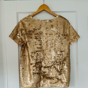 Gold sequin shot sleeve top